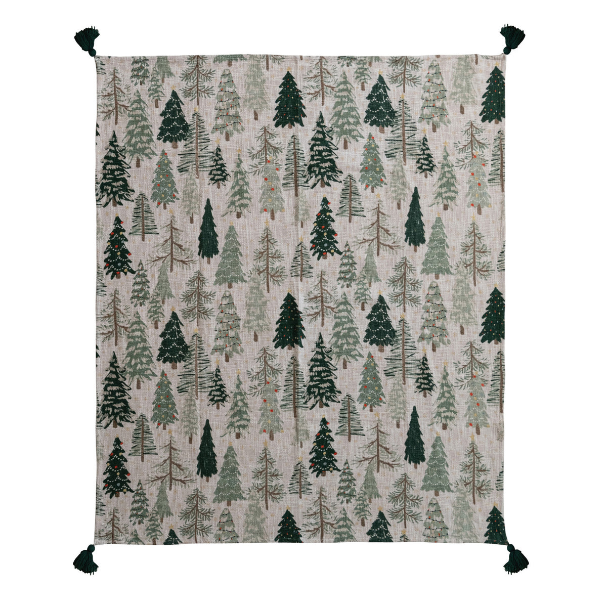 Tree Pattern Cotton Throw, Feathered Farmhouse