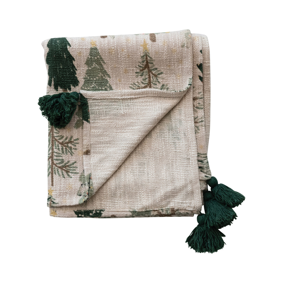 Tree Pattern Cotton Throw, Feathered Farmhouse