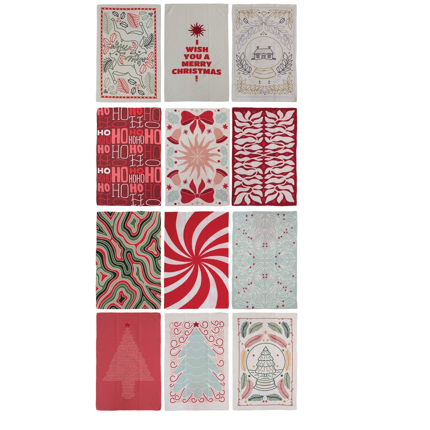 Recycled Microfibre Tea Towel with Holiday Pattern, Feathered Farmhouse
