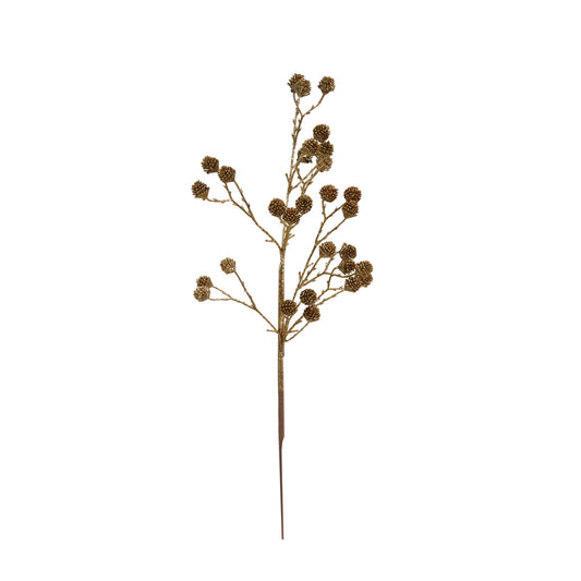 Plastic Pinecone Stem with Glitter, Feathered Farmhouse