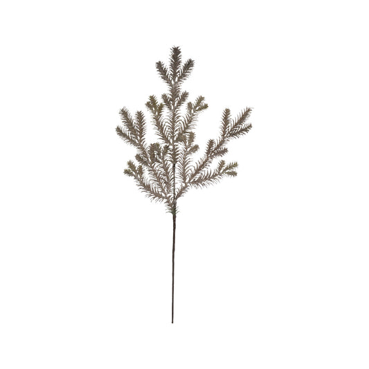 Faux Pine Stem with Glitter and Champagne Finish, Feathered Farmhouse
