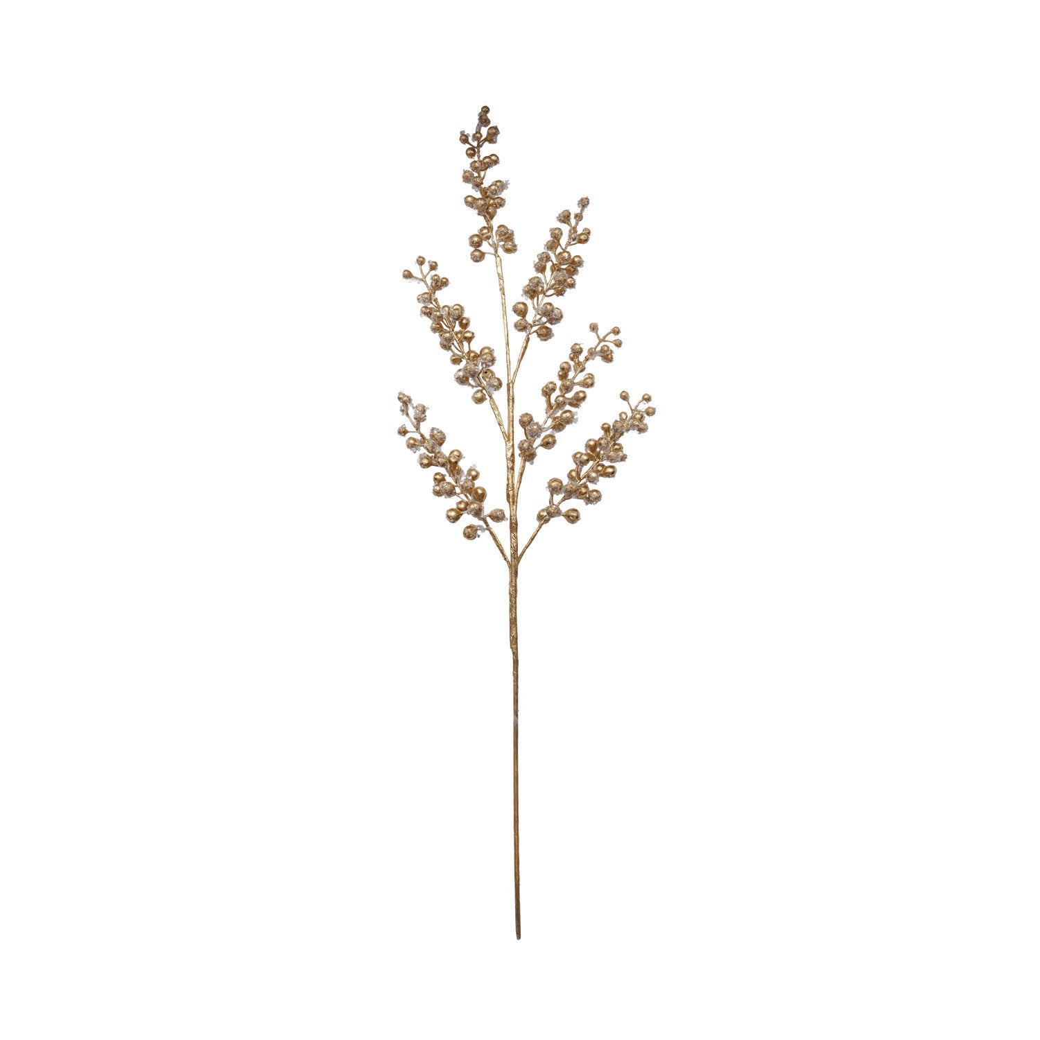 Faux Berry Stem Ice & Gold Finish, Feathered Farmhouse