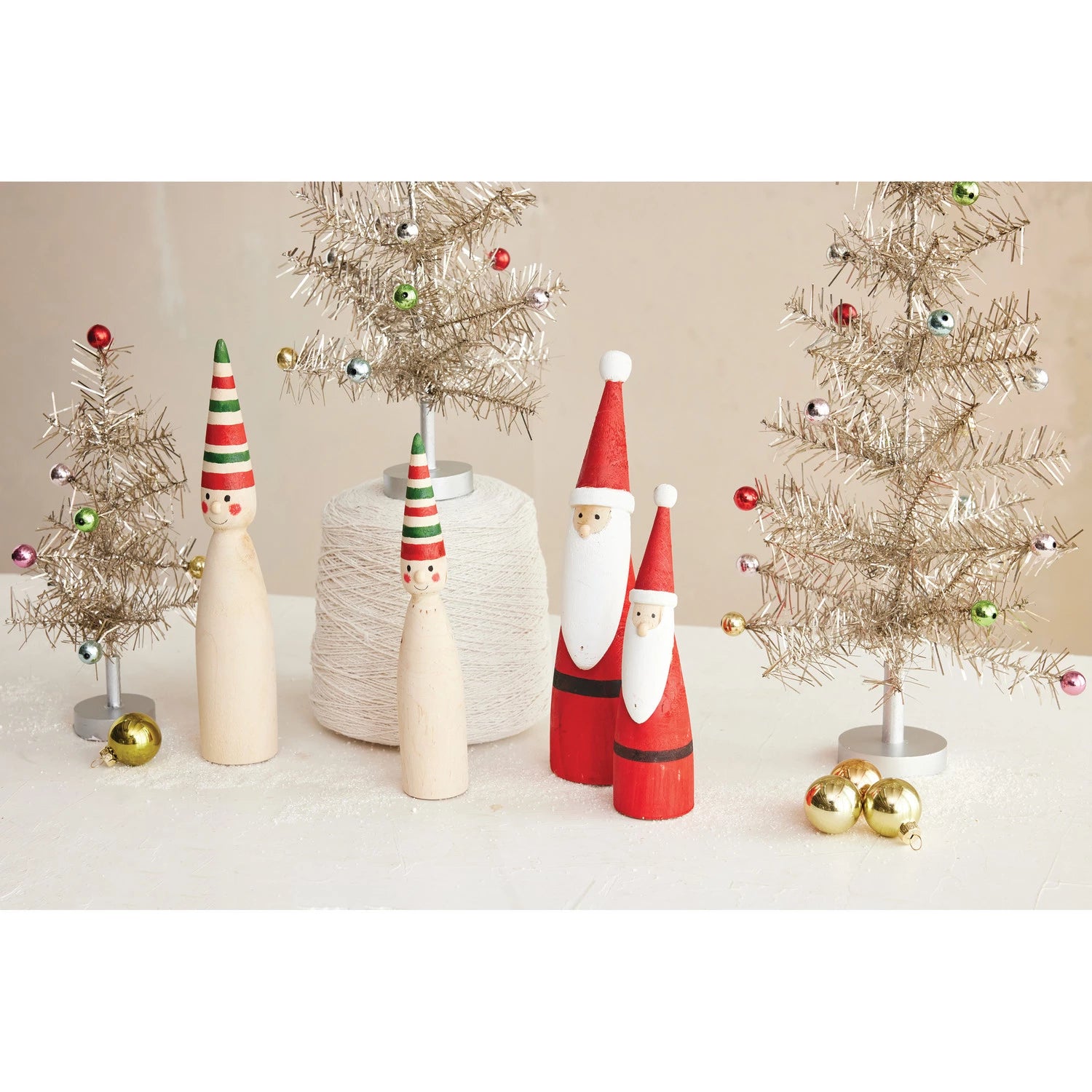 Paulownia Wood Santa, Feathered Farmhouse