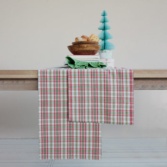 Plaid Pattern Table Runner, Feathered Farmhouse