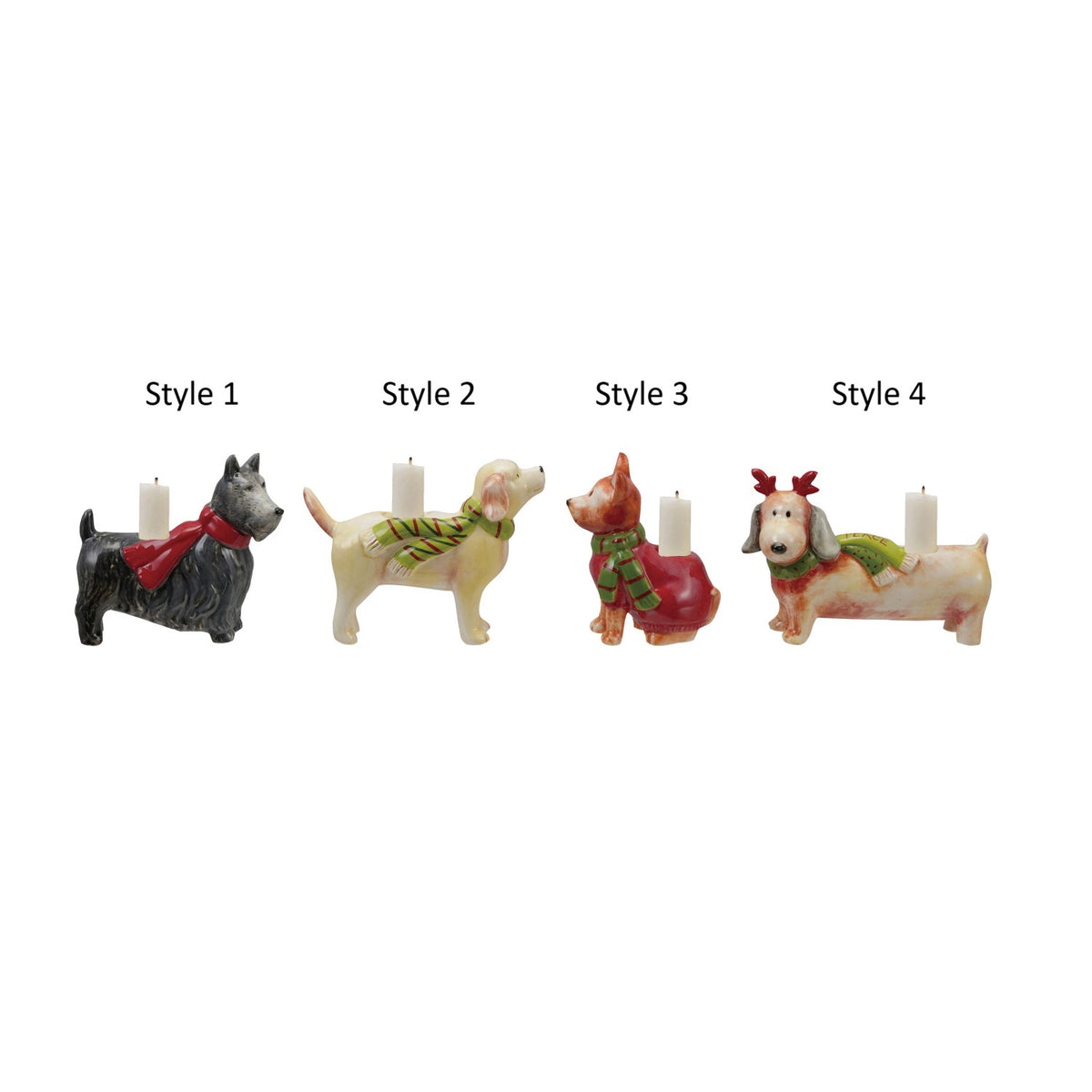 Dog Shaped Taper Holder, Feathered Farmhouse