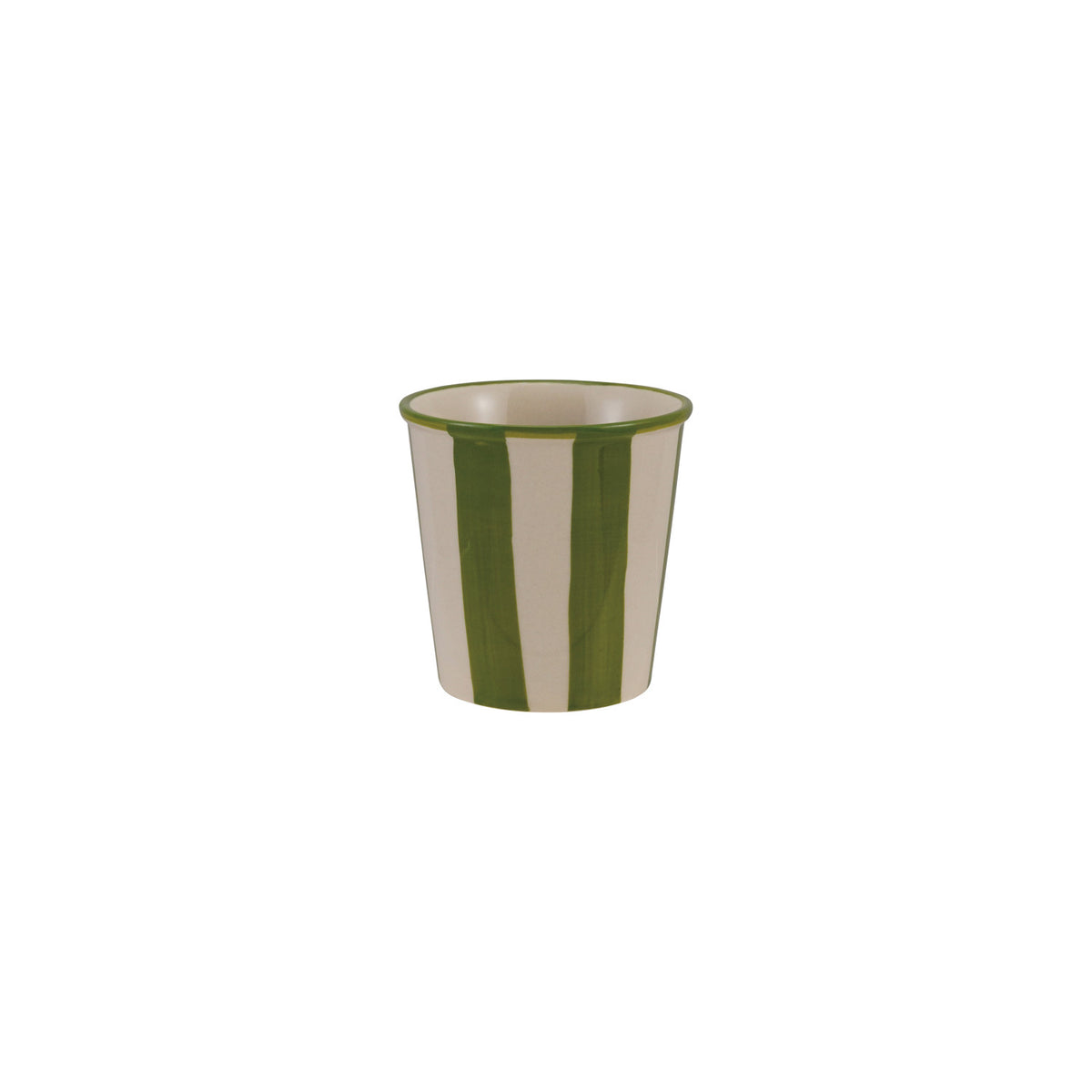 Green & White Striped Cup, Feathered Farmhouse
