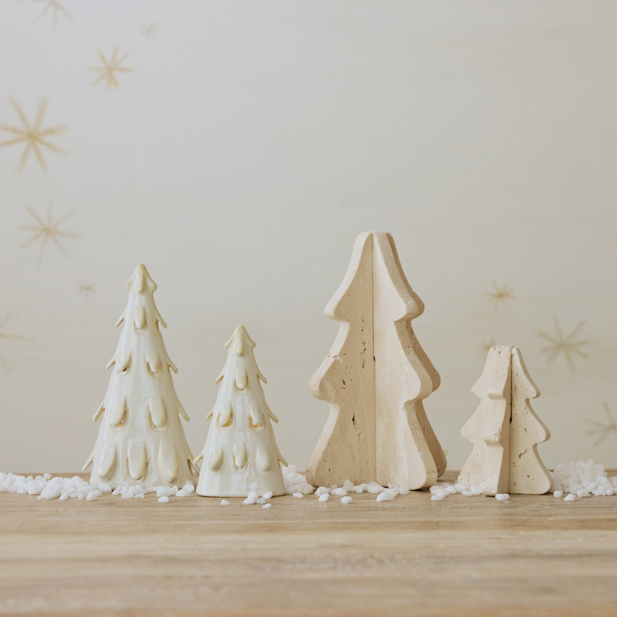 Stoneware LED Tree, Feathered Farmhouse