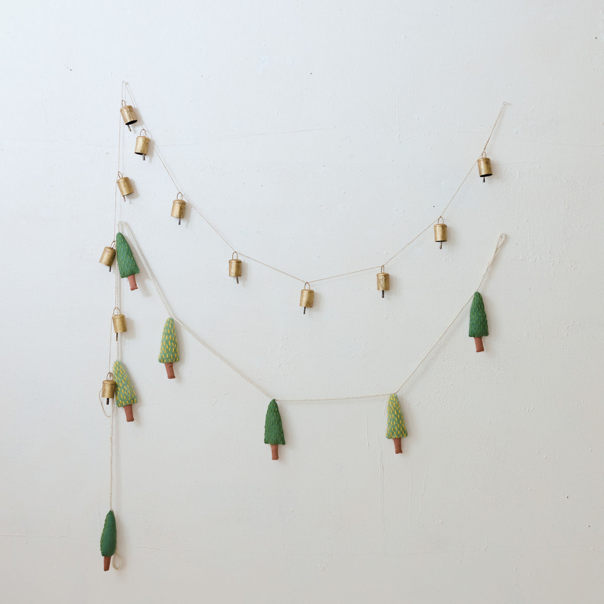 Metal Bell Garland, Feathered Farmhouse