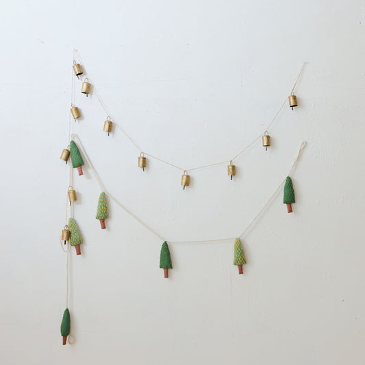 Metal Bell Garland, Feathered Farmhouse
