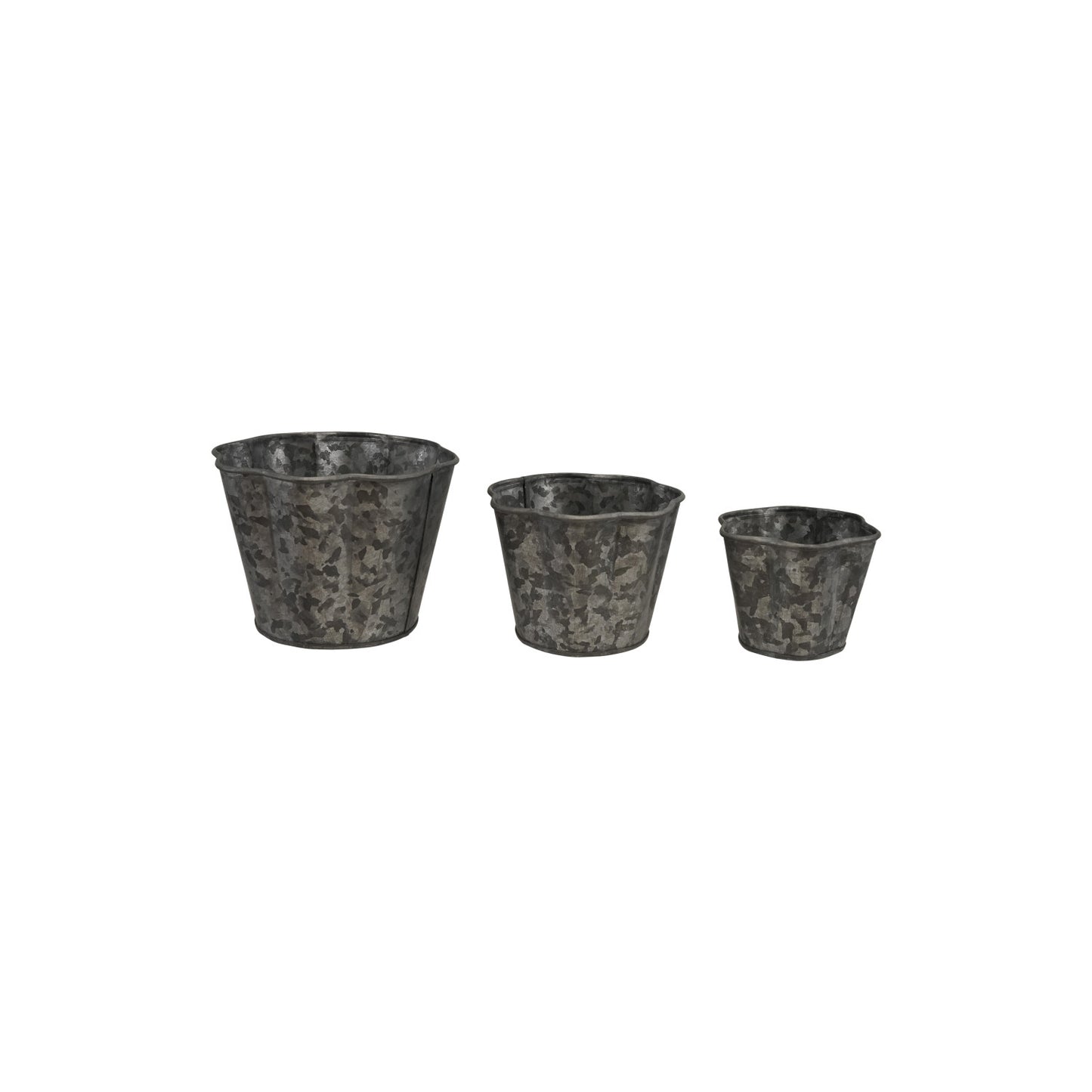 Galvanized Metal Scalloped Planter, Feathered Farmhouse