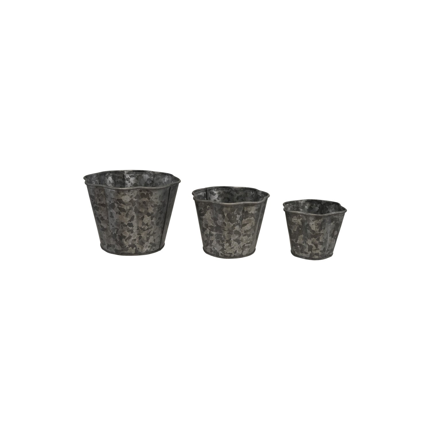 Galvanized Metal Scalloped Planter, Feathered Farmhouse