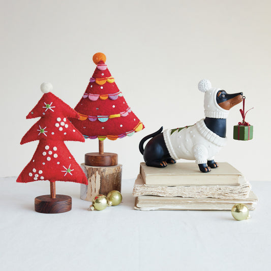 Dachshund in Holiday Sweater, Feathered Farmhouse