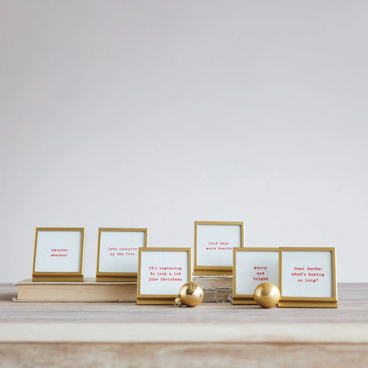 Metal & Glass Frame With Saying, Feathered Farmhouse