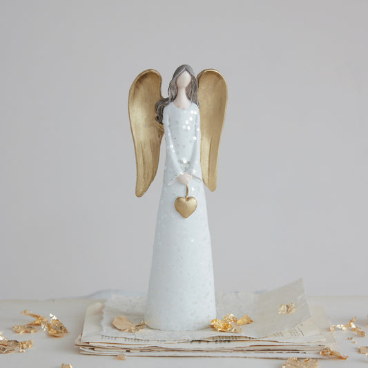 Glitter Angel with Heart, Feathered Farmhouse