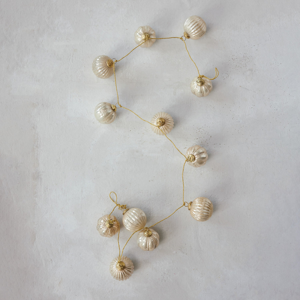 Embossed Mercury Glass Ornament Garland, Feathered Farmhouse