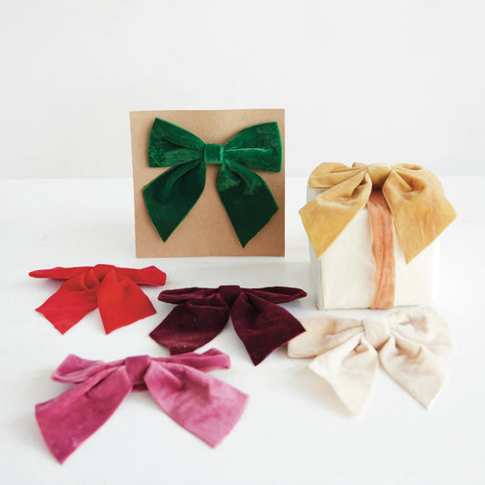 Velvet Clip-on Bow, Feathered Farmhouse