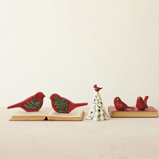 Red Ceramic Bird, Feathered Farmhouse