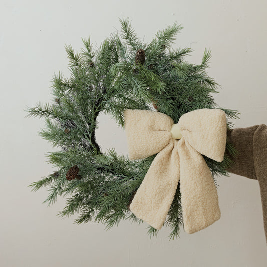Faux Sherpa Clip-On Bow, Feathered Farmhouse
