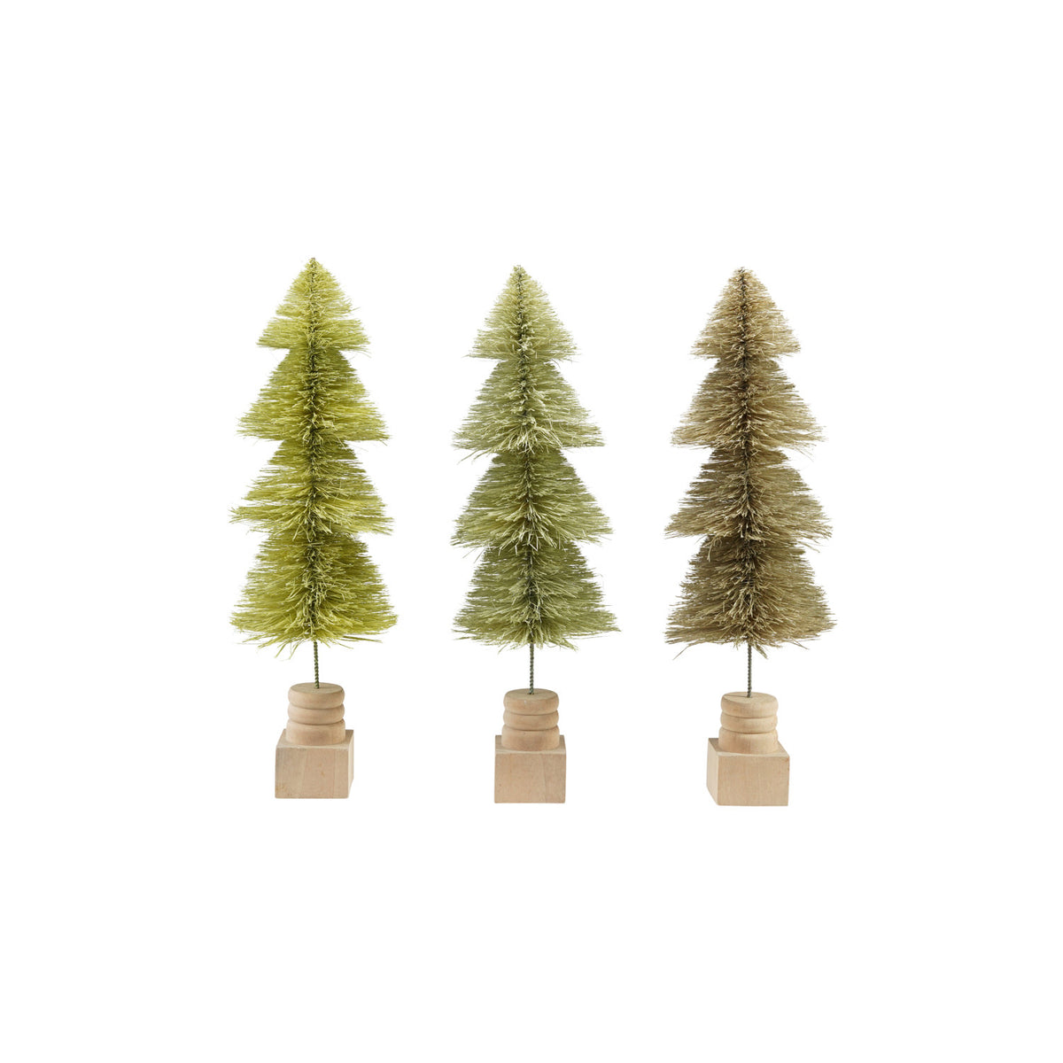 Sisal Bottle Brush Tree with Wood Base, Feathred Farmhouse