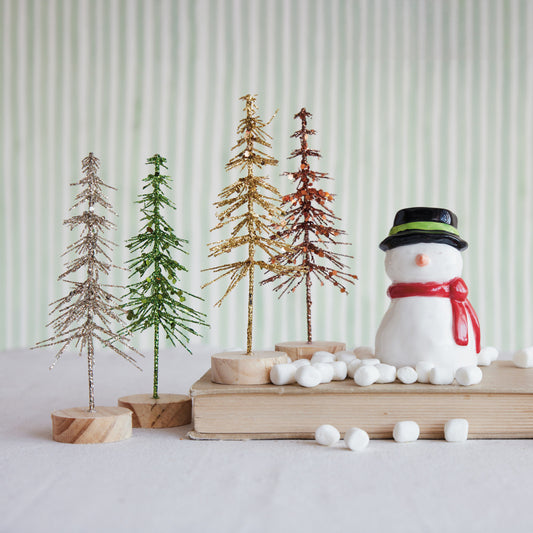 Glitter Plastic Tree, Feathered Farmhouse