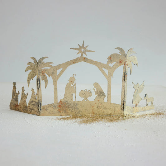 Nativity Folding Mantle Scene, Feathered Farmhouse