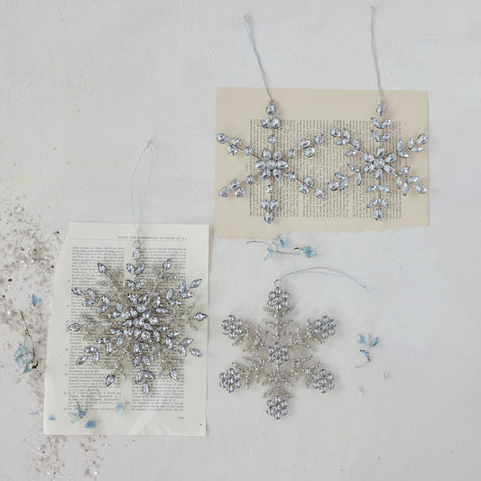 Beaded Snowflake Ornament, Feathered Farmhouse