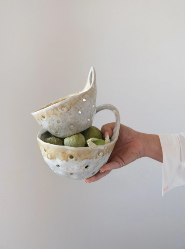 Stoneware Colanders, Feathered Farmhouse