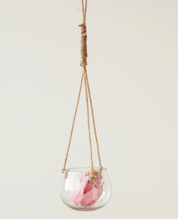 Hanging Glass Planter, Feathered Farmhouse
