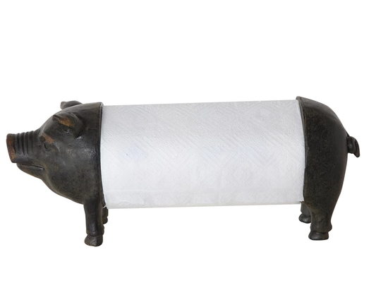 Pig Paper Towel Holder, Feathered Farmhouse