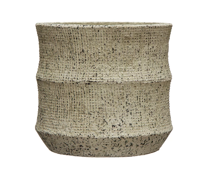 Textured Sandstone Planter, Feathered Farmhouse