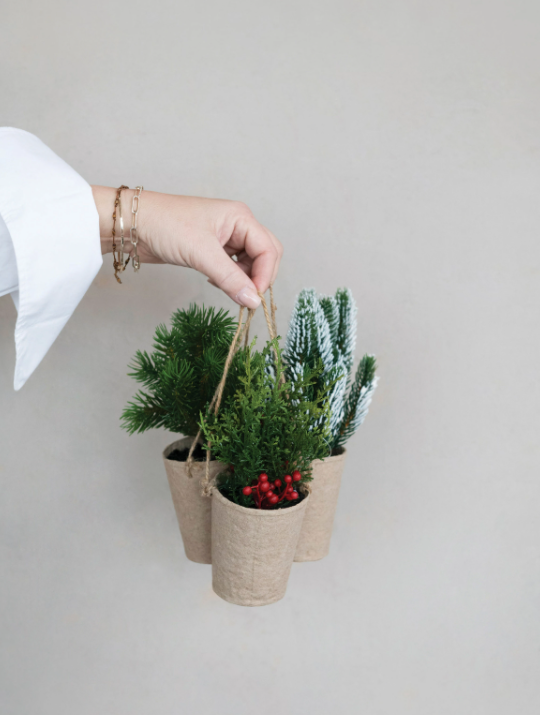 Christmas Greenery + Paper Pot, Feathered Farmhouse