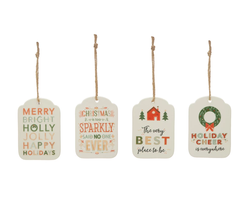 Holiday Tag Ornaments, Feathered Farmhouse