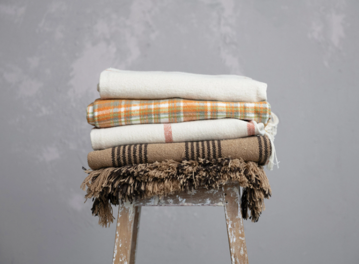 Brown Plaid Throw, Feathered Farmhouse
