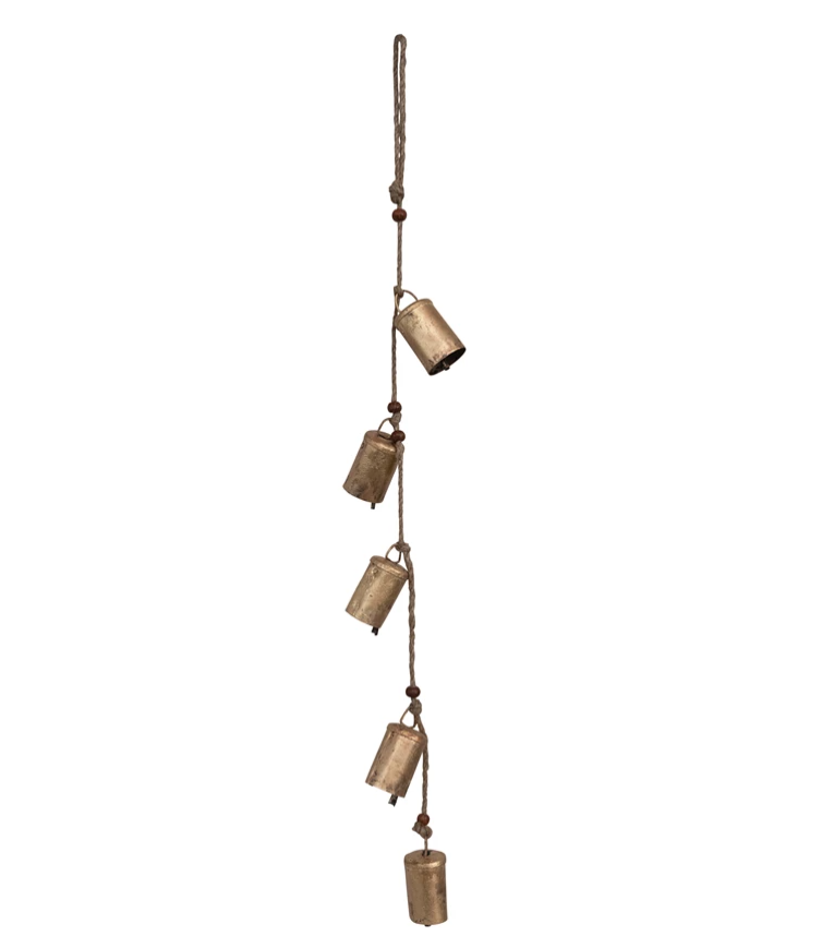 Brass Hanging Bells, Feathered Farmhouse