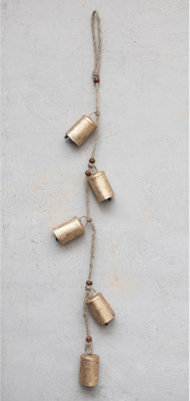 Brass Hanging Bells, Feathered Farmhouse