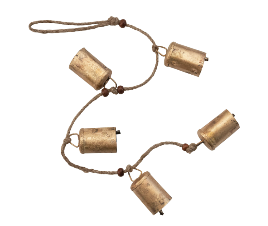Brass Hanging Bells, Feathered Farmhouse