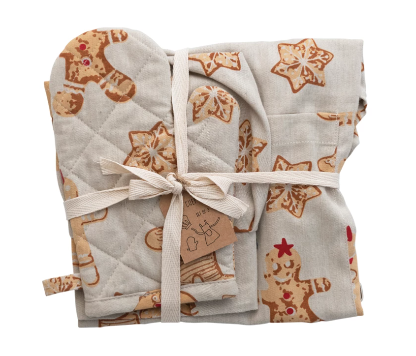 Kids Gingerbread Apron Set, Feathered Farmhouse