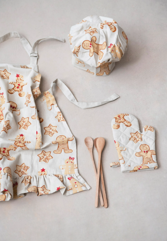 Kids Gingerbread Apron Set, Feathered Farmhouse