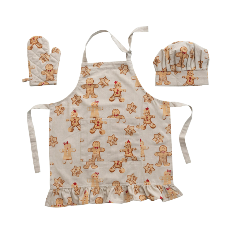 Kids Gingerbread Apron Set, Feathered Farmhouse