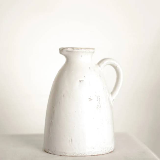 White Ceramic Vase, Feathered Farmhouse