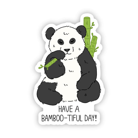 "Have a bamboo-tiful day" panda sticker