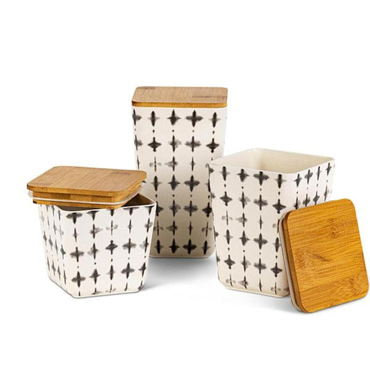 Black + White Bamboo Containers, The Feathered Farmhouse