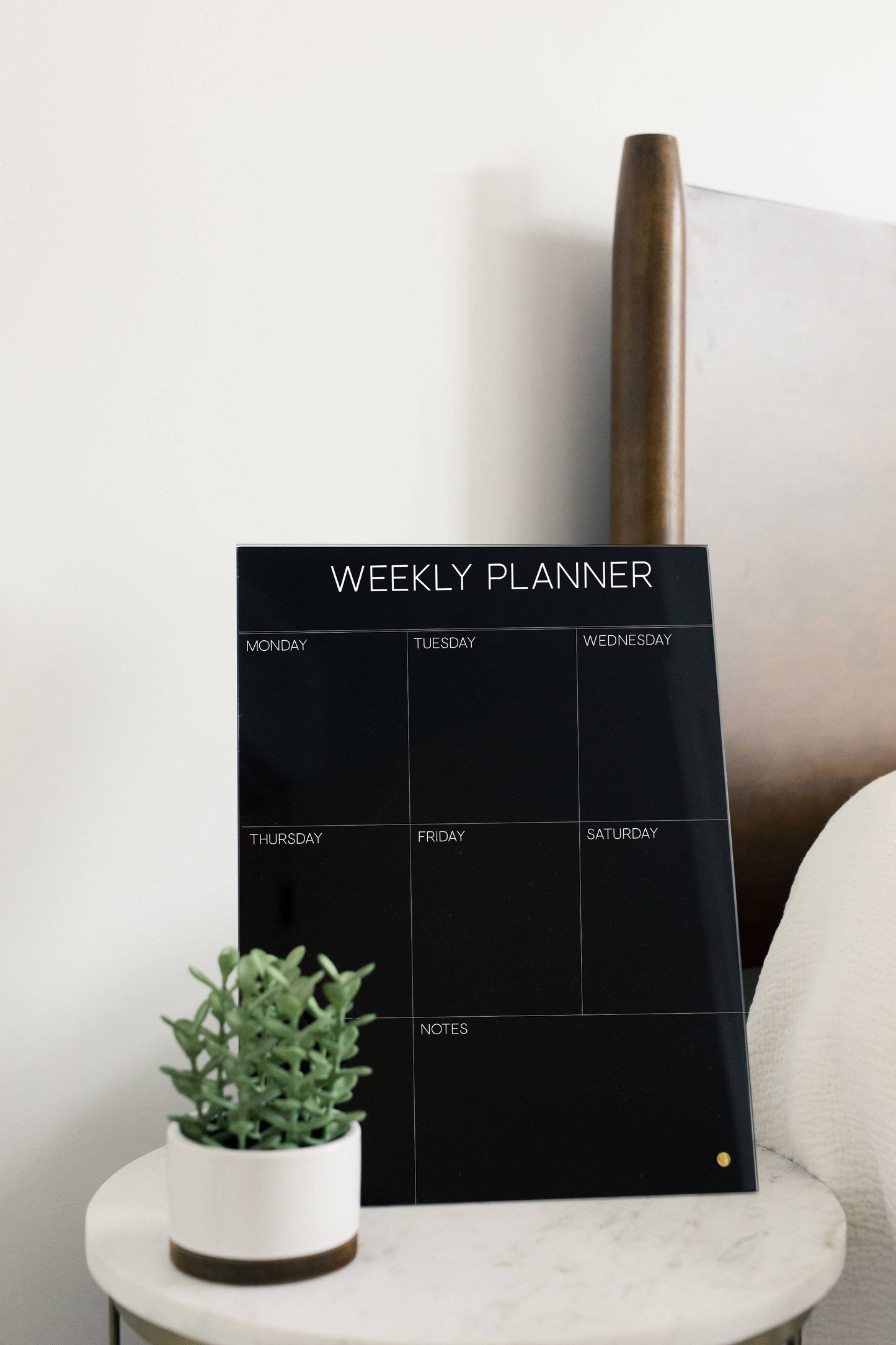 Black Glass Magnetic Weekly Planner Dry Erase Board, The Feathered Farmhouse