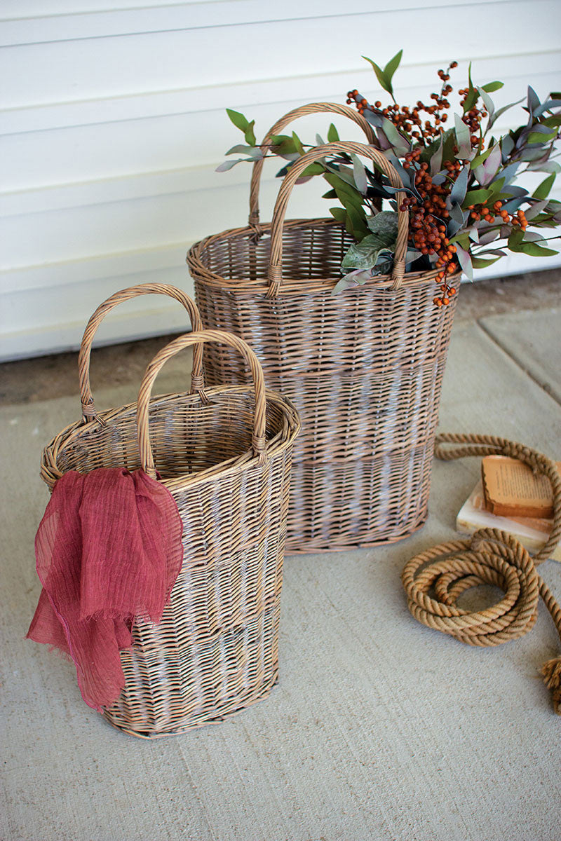 Oval Wicker Baskets, Feathered Farmhouse