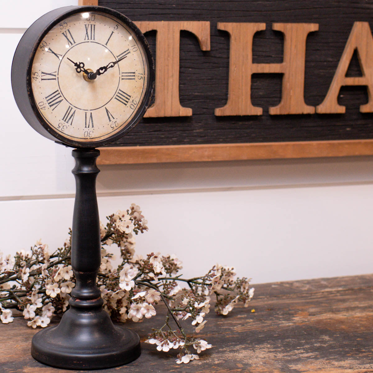 Roman Numeral Pedestal Clock, The Feathered Farmhouse