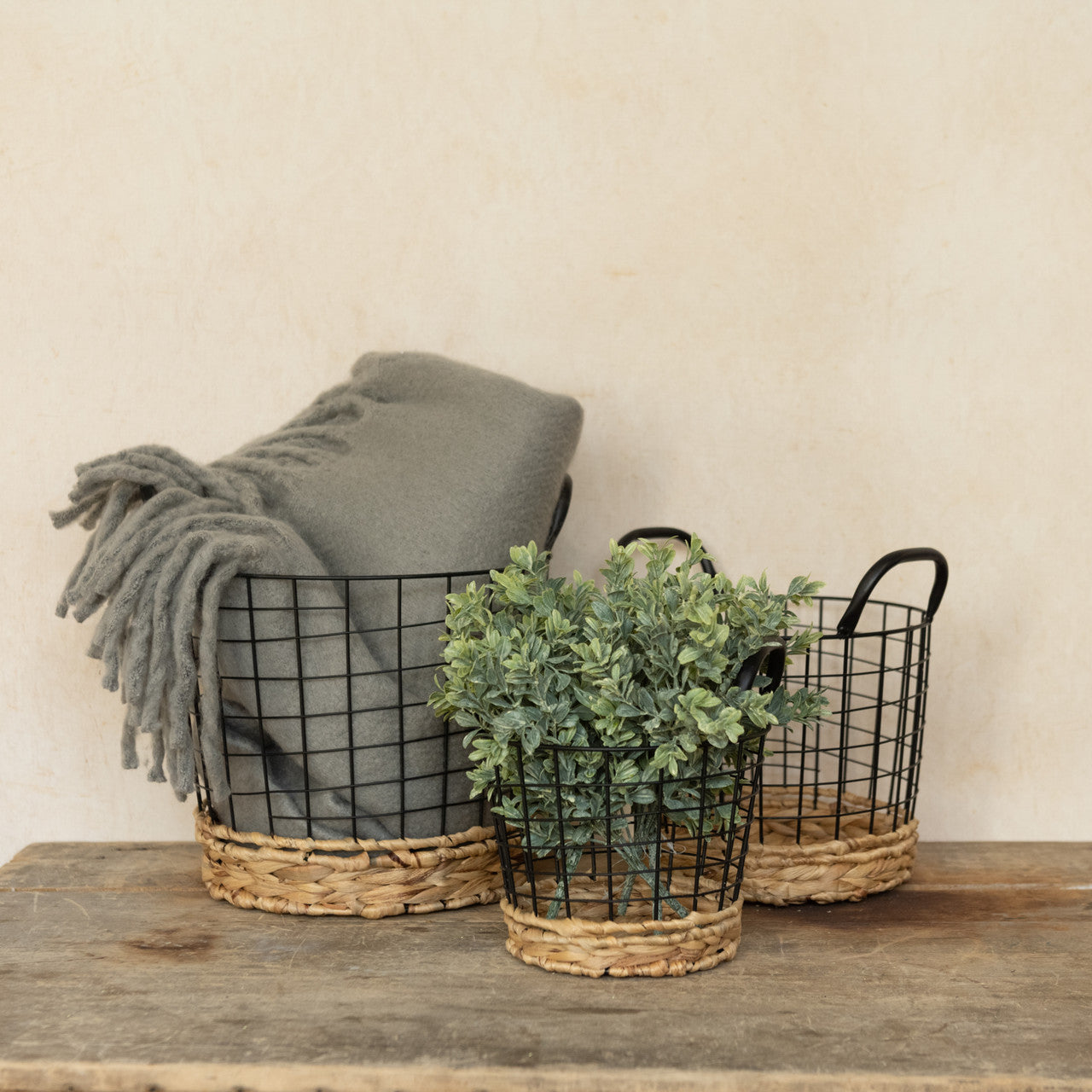 Metal + Woven Baskets, The Feathered Farmhouse