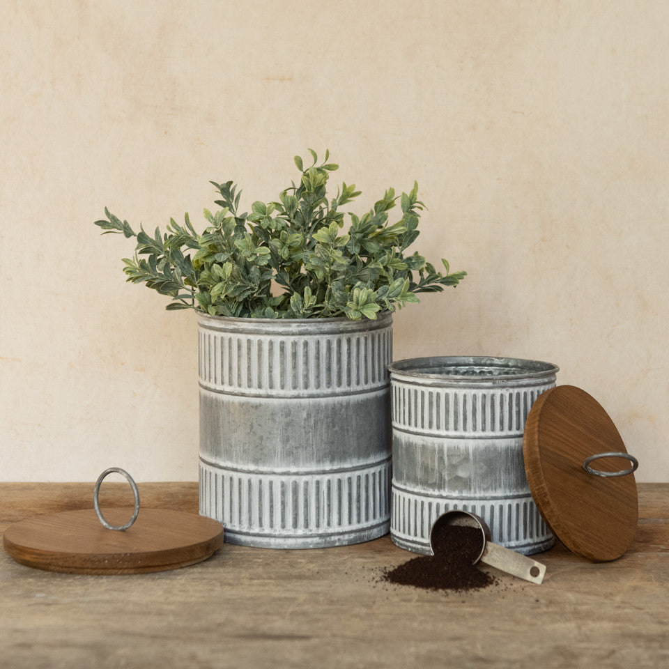 Galvanized Metal Canisters, The Feathered Farmhouse