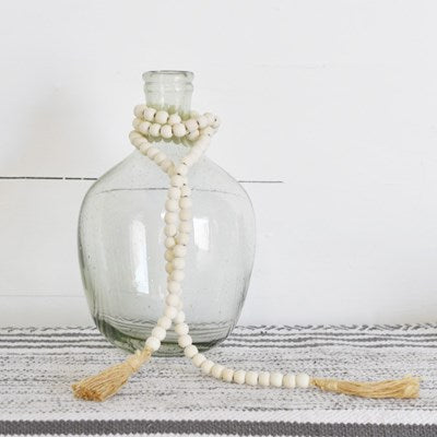 White Bead Garland w/Jute Rope, The Feathered Farmhouse