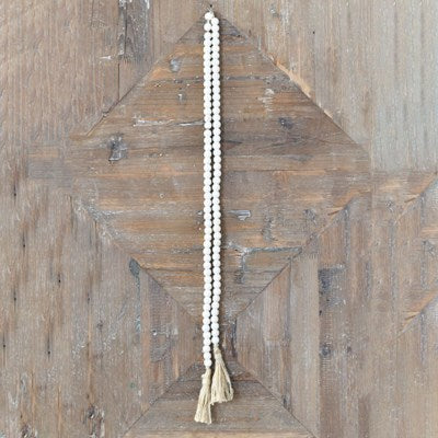 White Bead Garland w/Jute Rope, The Feathered Farmhouse