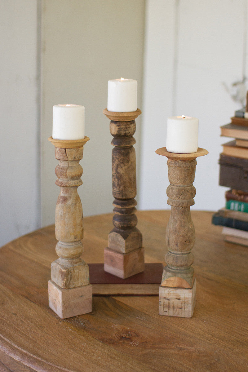 Wooden Reclaimed Banister Candle Stands, The Feathered Farmhouse